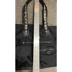 Adrienne Vittadini  Purse Black Nylon Bag Leopard Print Handles Gold Hardware Photo 12