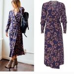 Rag and Bone  Violet Floral Faux Wrap Odette Midi Dress Size 2 purple Photo 1