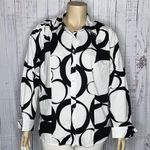 Ashley Stewart NWT Size 18 White & Black Geometric Print Button Down Shirt Top Photo 0