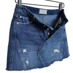 Free People  27 Waist Button Fly A-line Denim Raw Edge Distressed Mini Skirt Photo 3