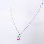 2000s Y2K Silver tone cherry necklace pink crystal details #fairycore #cottagecore Photo 1