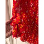 Free People Red Floral Smocked 3/4 Sleeve Boho Smock Top Sz 10 Photo 1