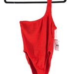 Good American Always Fits Hot Shoulder One Piece Swimsuit Red 3/4 L/XL Photo 0