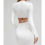 Mistress Rocks Sexy Ruched Cropped Siren White Long Sleeve Top Size Small NEW Photo 5