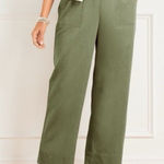 Talbots  Cotton Linen Olive Green Pull On Wide Leg Crop Pants Womens Plus 2x Photo 0
