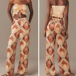 Farm Rio Pineapple Satin Wide-Leg Pants, Size L Photo 1