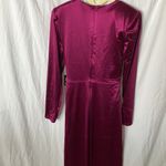EXPRESS : Metallic Purple Plunging neckline- side slit-long sleeve- Dress- S Photo 10