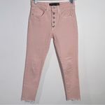 Veronica Beard New Millennial Pink Debbie Skinny Cropped Fray Hem Jeans Size 24 Photo 1