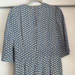 LK Bennett Joni Block Print 100% Silk Wide Leg Jumpsuit Blue White Casual Sz 12 Photo 2