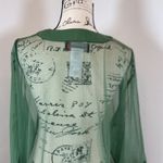 Colleen Lopez Sheer Green Kimono Jacket Lightweight Cover Up Size 2X Plus Photo 4