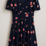 90s Vintage Avital blue floral fit flare midi dress sz XL rockabilly feminine Photo 0