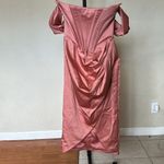House Of CB ‘LORETTA’ BLUSH PINK SATIN OFF SHOULDER Corset dress NWOT size L Photo 3