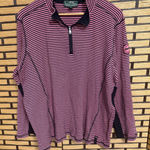 Ralph Lauren Lauren  Active Pink And Black Stripe 1/4 Zip Pullover Size 3X Photo 0