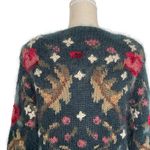 Talbots Vintage Hand Knit Mohair Sweater Cardigan Women’s Size S Green Florall Photo 4