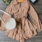 Japna  Cheetah leopard print chiffon flowy long sleeve romper Photo 0