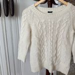 J.Crew Alpaca & Merino Wool Cream Cable Knit Half Sleeve Sweater Photo 2