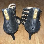 Adrienne Vittadini Caged Heels Gala Black Suede Leather Laser Cut Stiletto Sz 8 Photo 4