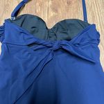 Lands' End  Womens Solid Blue Strapless Halter Tankini Swim Top XXS Molded Cups Photo 3