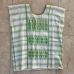 Mexican White/Green Embroidered Blouse Poncho Sz Small/Medium Photo 0