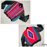 vintage Roper rodeo blue blanket /woven tapestry jacket coat leather like sleeve Red Size XL Photo 1