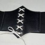 Corset Belt Womens Medium Large Black Lace Up Snap Back Pirate Goth Whimsigoth Photo 0