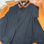 Vintage 1950s 1960s Lilli Diamond Black Wool Swing Coat Real Mink Fur Collar Size L Photo 11