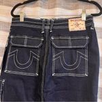 True Religion  Darkwash Denim Cargo‎ Maxi Skirt Size 26 Photo 4