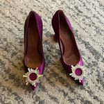 Amina Muaddi  Begum Brooch Pointed Toe Satin Pumps size 37 Photo 0