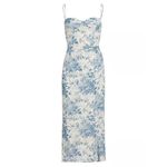 Reformation 💕💕 Kourtney Dress ~ Pompadour Blue Floral Bird Print 4 NWT Photo 7