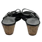 Banana Republic š¤ Leather Peep Toe Slingback Sandals Straw Espadrilles š¤ Black Photo 4