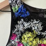 Milly  100% Silk Sequin Black Colorful Crop Tank Top 0 Photo 1