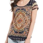 Lucky Brand Top Boho Persian Carpet Graphic Scoop Neck Tee Women’s Plus Size 1X Photo 8