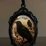 Raven Relief Glass Necklace Black Photo 0