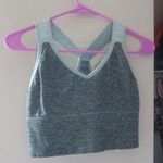 PINK - Victoria's Secret  seamless lightly lined sport sports bra sparkly pink on straps in gray and blue size medium. Photo 0
