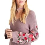 American Eagle AEO Floral Sleeve Embroidery Sweater Size Xs  Photo 0