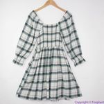 Madewell NEW  Lucie Elbow-Sleeve Smocked Mini Dress in Lebaum‎ Plaid, L Photo 6