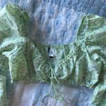 H&M Green Floral Ruffle Puff Sleeve Top Photo 2