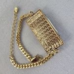 Gold Stainless Steel Bracelet Glass Stitch Image Blue Photo 4