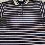 Elandale 100% cotton striped white blue embroidered logo golf polo shirt, size S Photo 6