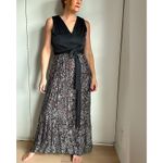 VTG 50s Maxi Dress Neutral Animal Print Skirt Size M Formal Prom Gown Black Size M Photo 4