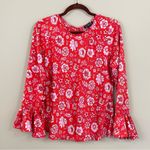 J.Crew Poppy Fields Satin Bell Sleeves Winter Garden Blouse Size Medium Photo 1