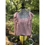 J.Crew Flannel Square Neck Ruffle Top NEW Size L Long Sleeve Plaid Brick Red Photo 1