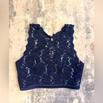 Sequin Hearts Blue  Lace Crop Top Photo 0