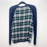 Skies Are Blue  Bohemian Navy Blue Plaid Women's Pullover Sweater Size Medium Photo 5