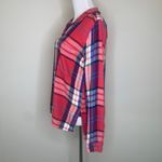 SO  Flannel Shirt Sz Large Pink Blue Plaid Photo 2