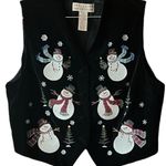 Vtg. Snowman Vest by Telluride Clothing Co..100 % cotton , Velvet feel. sz.L Black Size L Photo 1