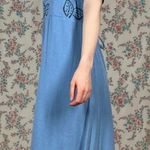 90s block printed blue dress by froxx leaf print large Photo 3