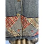 Bobbie & Brooks Bobbie Brooks Womens Shirt Jacket Sz Large Blue Denim Button Up Floral Patchwork Photo 2