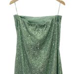 Anthropologie NWT The Fleur Strapless Sequin Satin Maxi Slip Dress Green Large Photo 6