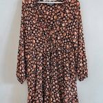 ZARA Pink Black Floral Long Puff Sleeves Cottagecore Mini Dress Photo 3